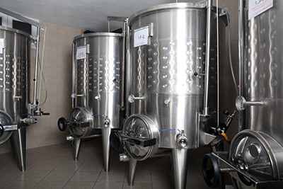 The fermentation tanks in the basement
